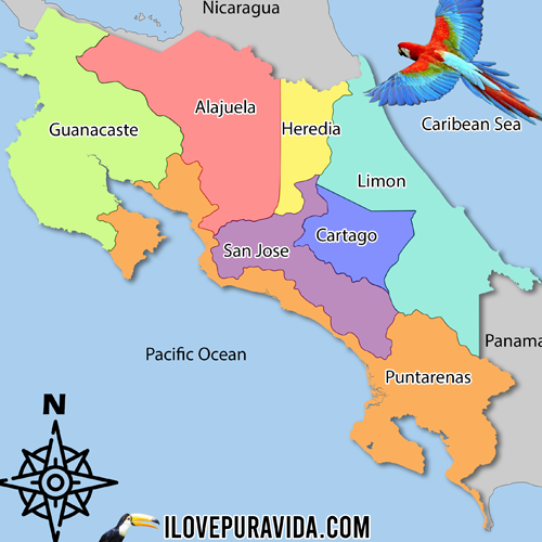 Costa Rica Provinces map